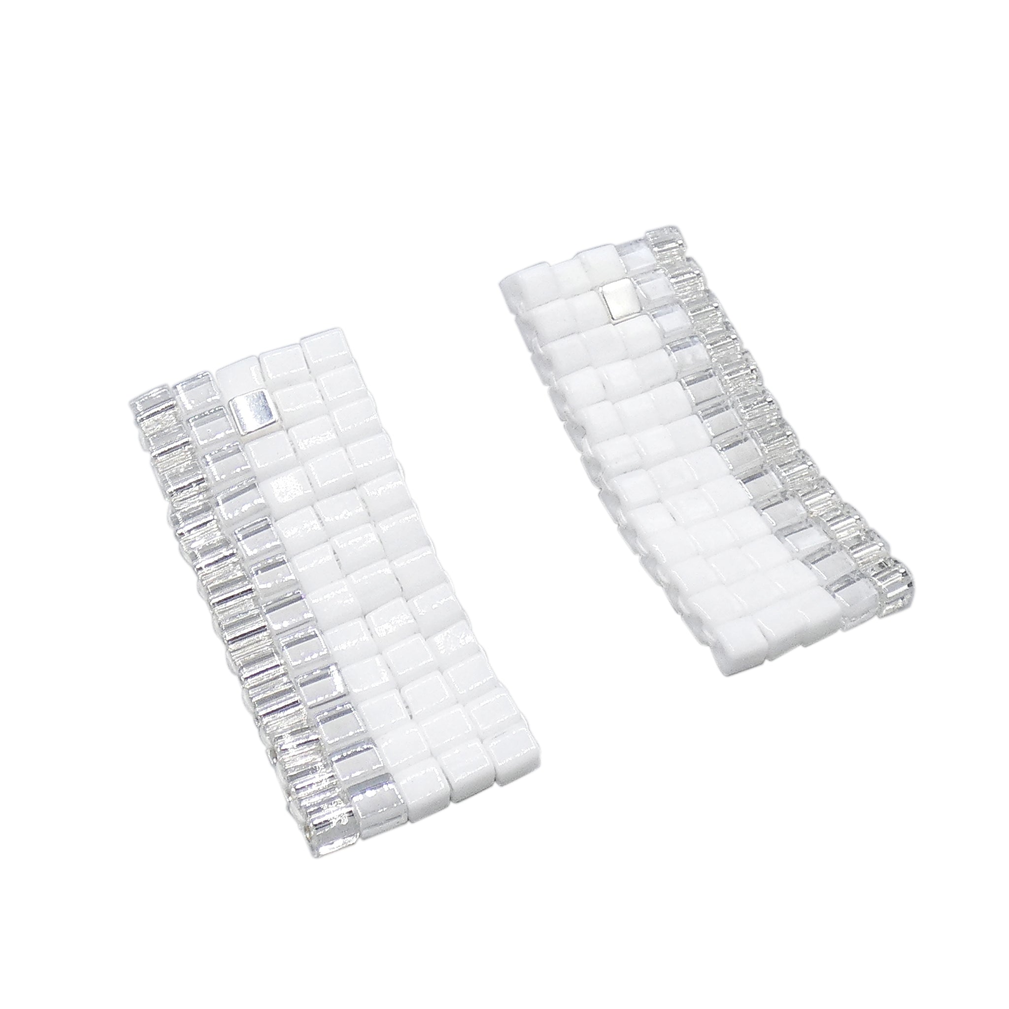 Nwene Drop Earrings in White and Clear Glass Beads